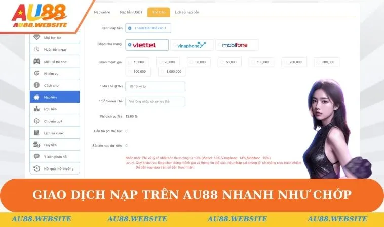 Home 31 Giao dịch nạp trên AU88 nhanh như chớp