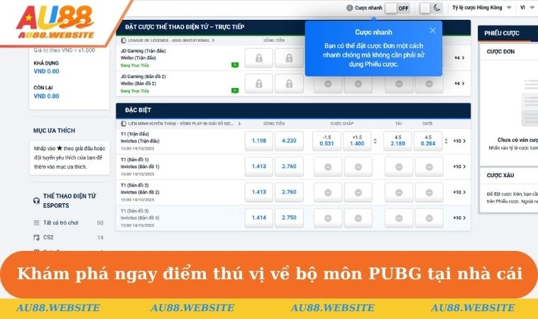 E-Sports AU88 2 Khám phá ngay điểm thú vị về bộ môn PUBG tại nhà cái AU88