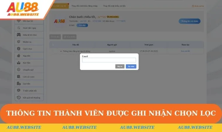 Thông tin thành viên được ghi nhận chọn lọc