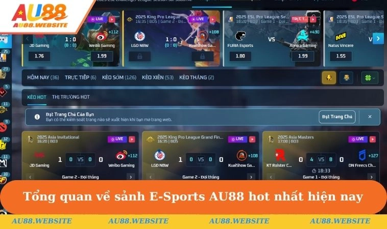 E-Sports AU88 1 Tổng quan về sảnh E-Sports AU88 hot nhất hiện nay