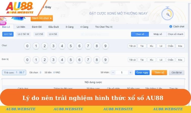Xổ Số AU88 3 Điểm mạnh đáng kể của sảnh chơi lô đề tại AU88